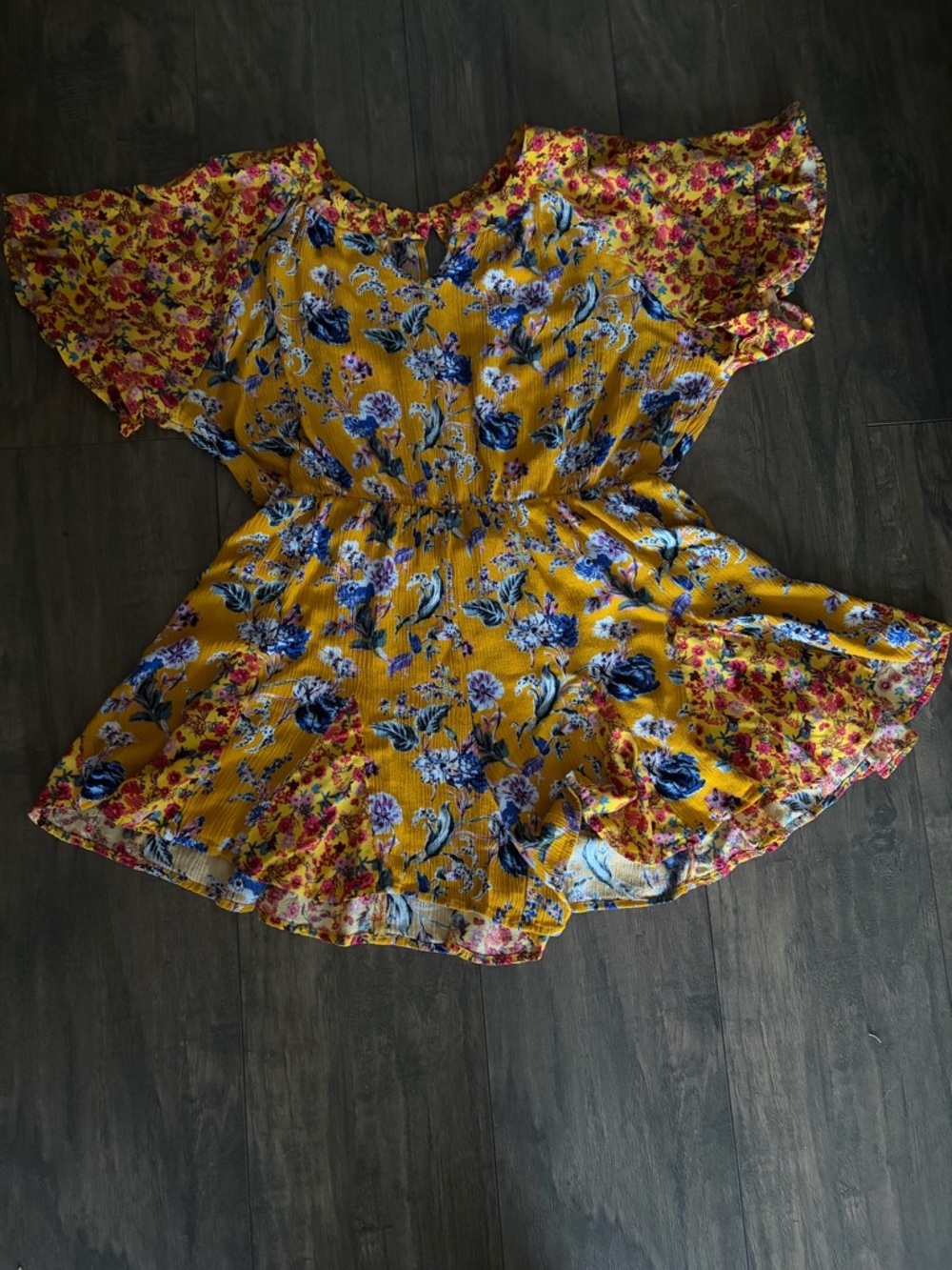 Umgee Yellow Floral Short Sleeve romper